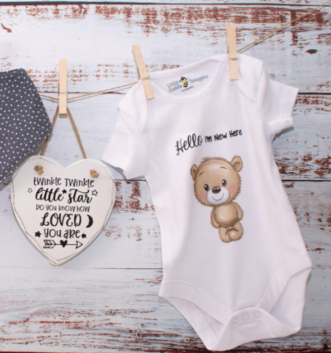Unisex Organic Cotton Grey Bear New Baby Gift Box