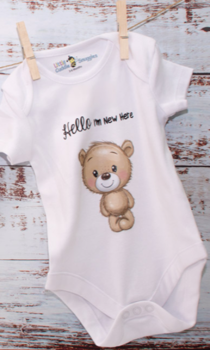 Unisex Organic Cotton Grey Bear New Baby Gift Box
